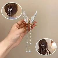 Stylish Pearl Butterfly Hair Metal Clutcher Hair Claw Hair Accessories For Girls And Women-thumb2