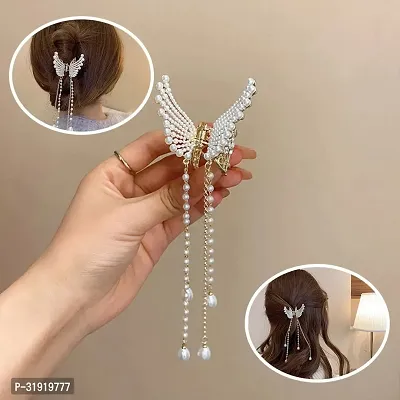 Stylish Pearl Butterfly Hair Metal Clutcher Hair Claw Hair Accessories For Girls And Women-thumb3