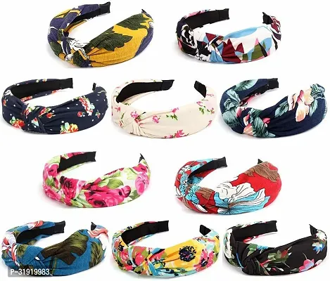 Stylish Korean Style Solid Fabric Knot Hairband For Girls And Women-10 Pieces-thumb0