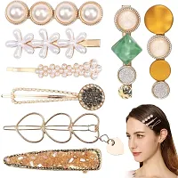 Stylish Metal Barrettes Geometric Shape Pins For Women-8 Pieces-thumb1