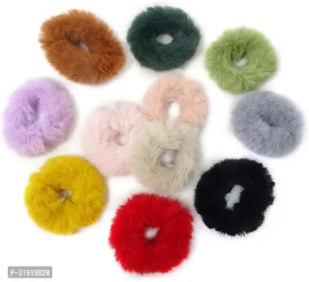 Stylish Fur Hair Rubber Band Hair Ties For Women And Girls-12 Pieces-thumb2