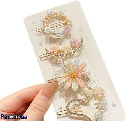 Stylish Pancikaa Korean Hair Clips Clamps Pearl Metal Clips Barrettes Pins For Women- 4 Pieces-thumb0