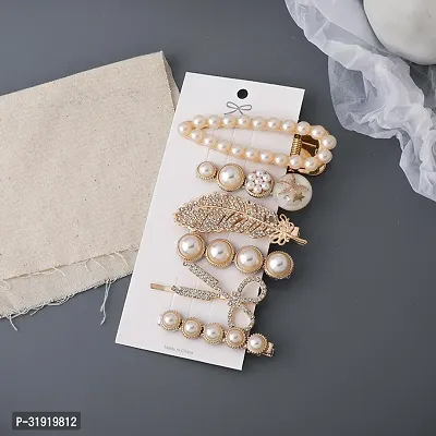 Stylish Korean Style Pearl Barrettes Hairpins For Girls- 6 Pieces-thumb0