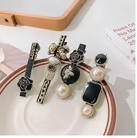 Stylish 5 Pieces Korean Style Classic Barrettes Pearl Flower Black Hair Side Clip Bang Clip-thumb2