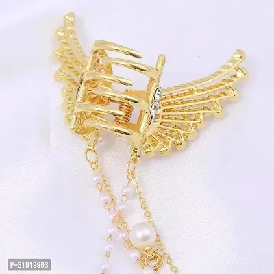 Stylish White Pearl Butterfly Metal Hair Clutcher For Women And Girls-thumb3