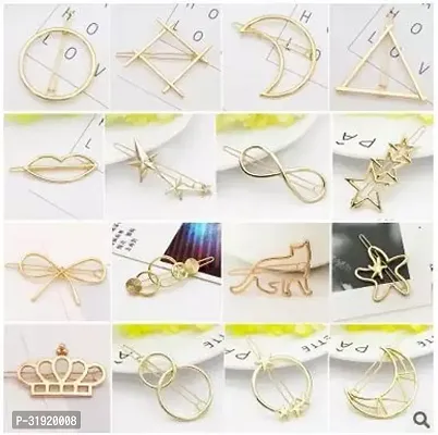 Stylish Women And Girls Golden Hair Clips Pack Of 6-thumb4