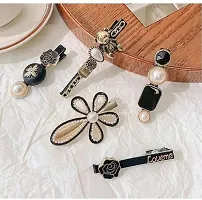 Stylish 5 Pieces Korean Style Classic Barrettes Pearl Flower Black Hair Side Clip Bang Clip-thumb1