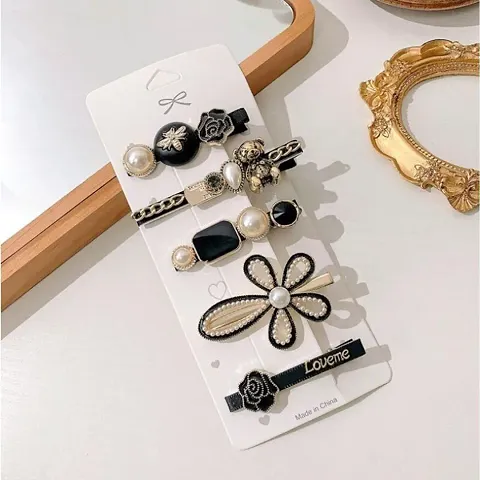 5 Piece Korean Style Pearl Barrettes Women's Set Hairpin