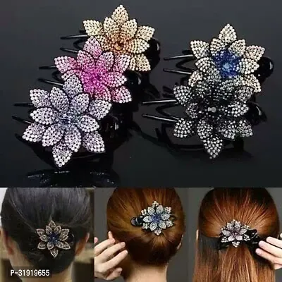 Stylish Blubby Flower Design Hair Clutcher Hair Claw Clips For Girls And Women- 5 Pieces-thumb0