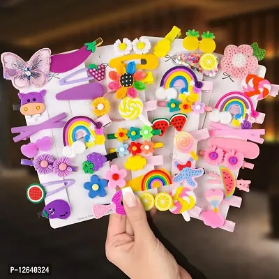 Trendy Club 24 Pcs Hair Clips for Girls Cute Fashion Baby Girl Hair Accessories Mix Flower Colorful andy Flower Fruit Set Hair Pins For Baby Kids Girls