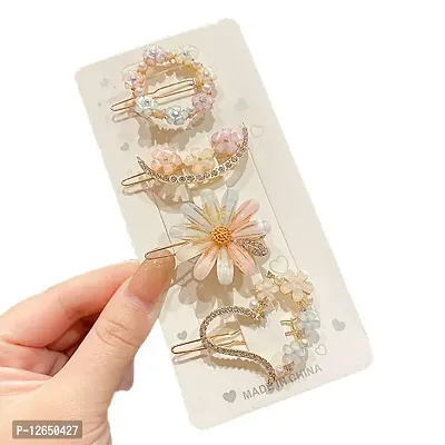 Trendy Club 4 Pcs Korean Pearl Hair Clips Hair Pins Accessories For Girls and Women