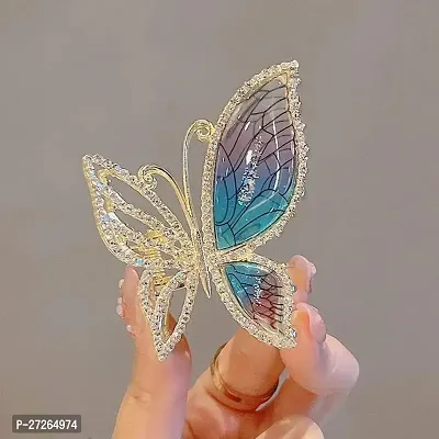 Blubby Unique Butterfly Design Metal Hair Claw Clips  Cluther - Sparkly Glitter Rhinestones Hair Clip - Secure Hold for Various Hairstyles-thumb4