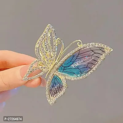 Blubby Unique Butterfly Design Metal Hair Claw Clips  Cluther - Sparkly Glitter Rhinestones Hair Clip - Secure Hold for Various Hairstyles-thumb3