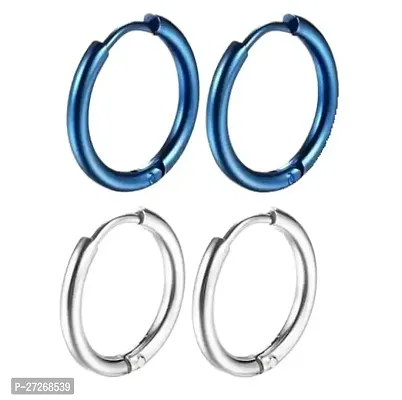Cartilage Helix Stainless Steel Huggie Hoop Earrings (Pack - 2 Pairs)-thumb0