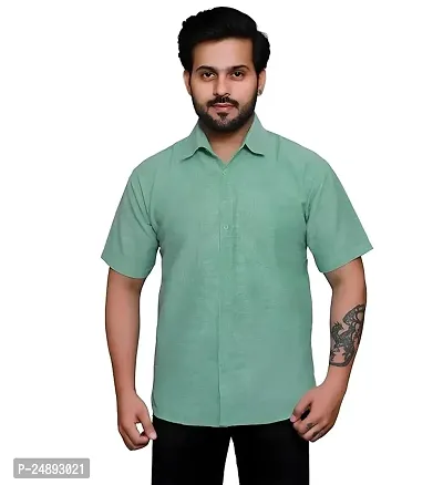 Elegant Khadi Cotton Solid Short Sleeves Casual Shirts For Men