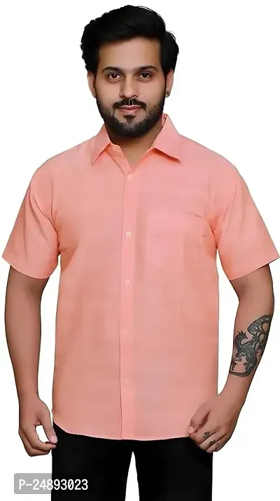 Elegant Khadi Cotton Solid Short Sleeves Casual Shirts For Men-thumb0