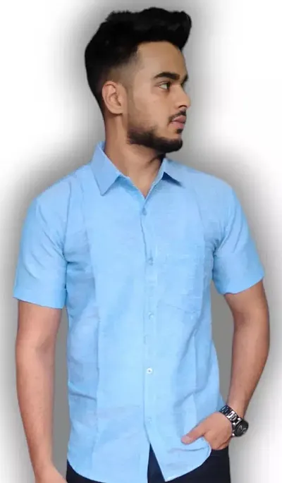 Best Selling Cotton Blend Short Sleeves Casual Shirt 