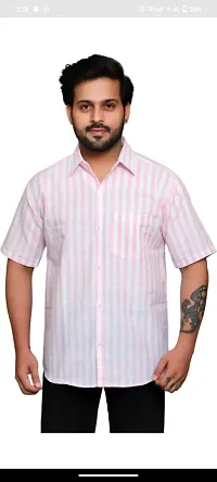 Stylish Khadi Striped Regular Fit Short Sleeves Shirt For Men