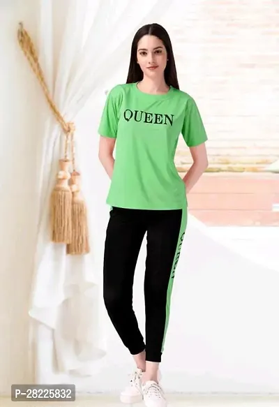 Stylish Green Cotton Blend Long Tracksuit For Women-thumb0