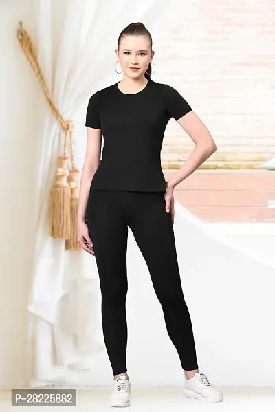 Stylish Black Cotton Blend Long Tracksuit For Women-thumb0