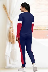 Stylish Navy Blue Cotton Blend Long Tracksuit For Women-thumb2