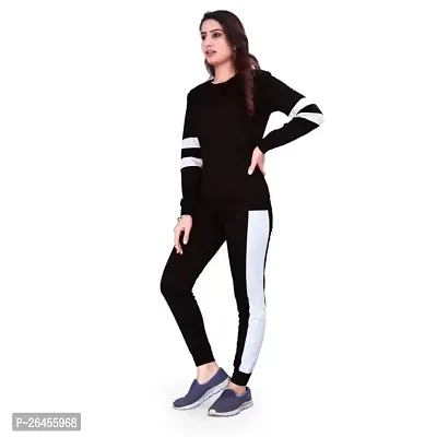 Elite Black Polyester Solid Tracksuit For Women-thumb5