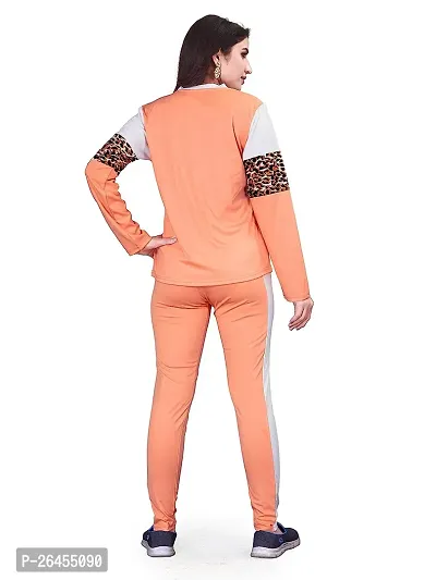 Elite Peach Polyester Printed Tracksuit For Women-thumb3