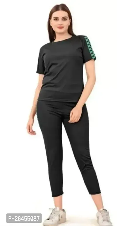 Elite Black Polyester Solid Tracksuit For Women-thumb0