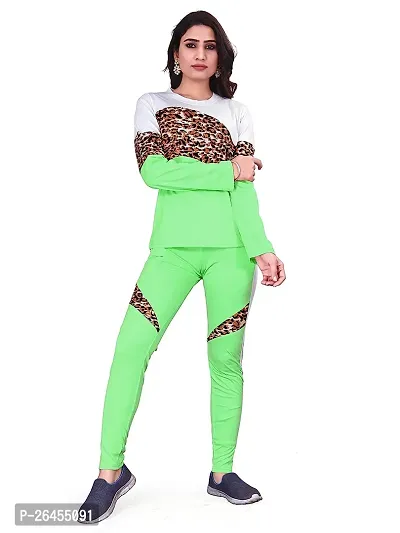 Elite Green Polyester Printed Tracksuit For Women-thumb5