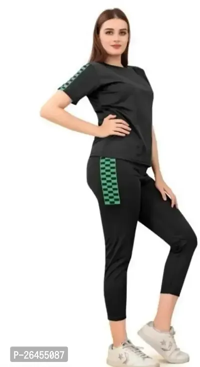 Elite Black Polyester Solid Tracksuit For Women-thumb2