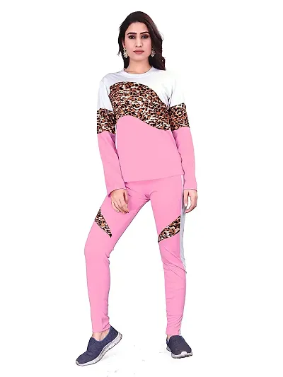 Tracksuit Tiger Printed Top &amp; Leggings Pants Full Sleeve Outfit Set for Women