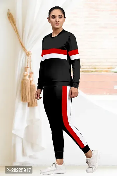 Stylish Black Cotton Blend Long Tracksuit For Women-thumb2