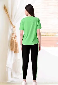 Stylish Green Cotton Blend Long Tracksuit For Women-thumb2