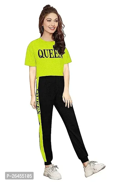Elite Green Polyester Printed Tracksuit For Women