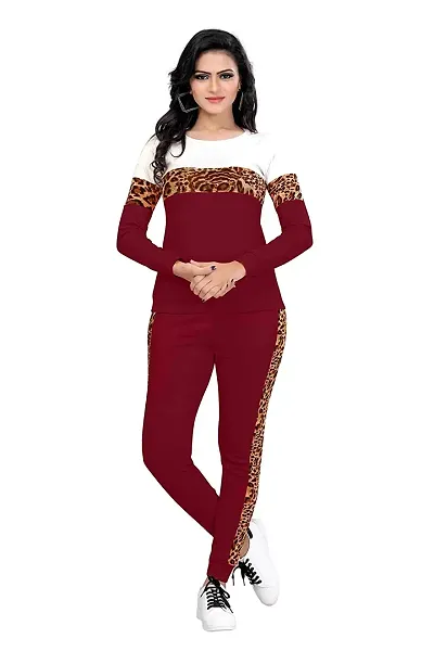 Solid Casual wear Top with Bottom Tracksuit Set