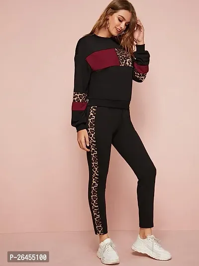 Elite Black Polyester Printed Tracksuit For Women-thumb3