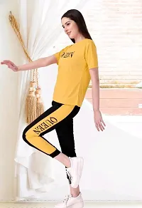 Stylish Yellow Cotton Blend Long Tracksuit For Women-thumb1