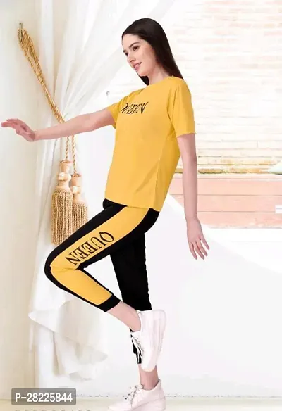 Stylish Yellow Cotton Blend Long Tracksuit For Women-thumb2