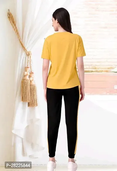 Stylish Yellow Cotton Blend Long Tracksuit For Women-thumb3