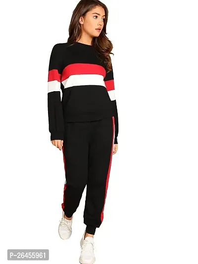 Elite Multicoloured Polyester Striped Tracksuit For Women-thumb0
