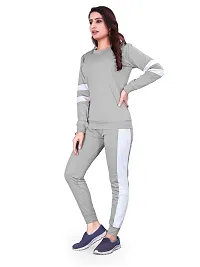 Elite Grey Polyester Solid Tracksuit For Women-thumb3