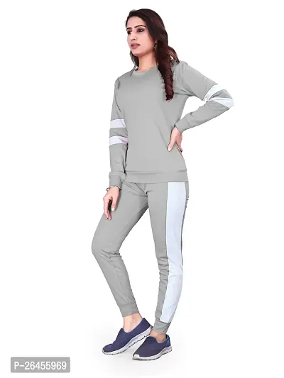 Elite Grey Polyester Solid Tracksuit For Women-thumb4