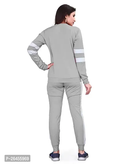 Elite Grey Polyester Solid Tracksuit For Women-thumb5