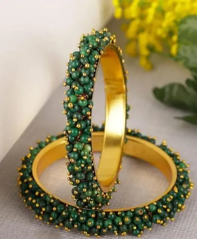 Trendy Alloy Gold Plated Beaded Bangle Sets For Women