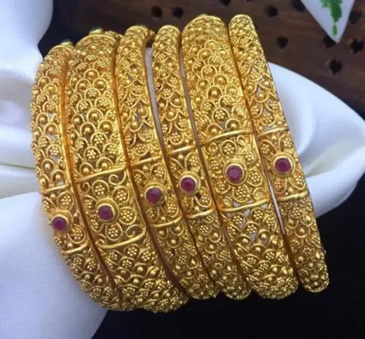 Golden Traditional Brass Bangles For Womens