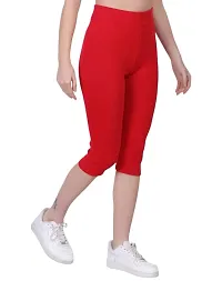 FashionWala Cotton Capri Pants Combo for Women (M, Red & Navy Blue)-thumb4