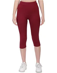 FashionWala Women's Capri Pants (XL, Maroon & Red)-thumb1