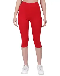 FashionWala Cotton Capri Pants Combo for Women (M, Red & Navy Blue)-thumb1