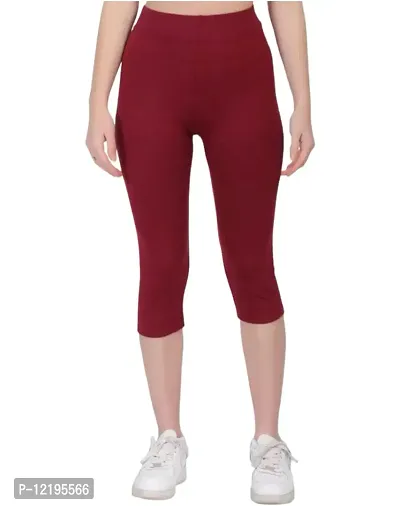 FashionWala Women's Capri Pant Combo (S, Maroon & Navy Blue)-thumb2