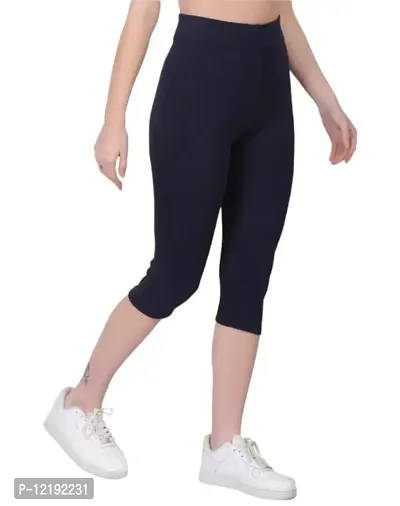 FashionWala Cotton Capri Pants Combo for Women (M, Red & Navy Blue)-thumb4